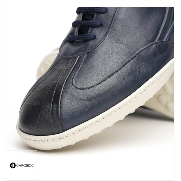 NEW CAPORICCI Calfskin sneakers navy - Picture 2 of 2
